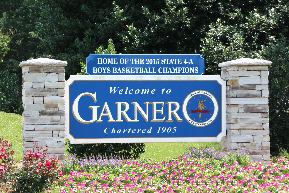 City of Garner NC blue street sign