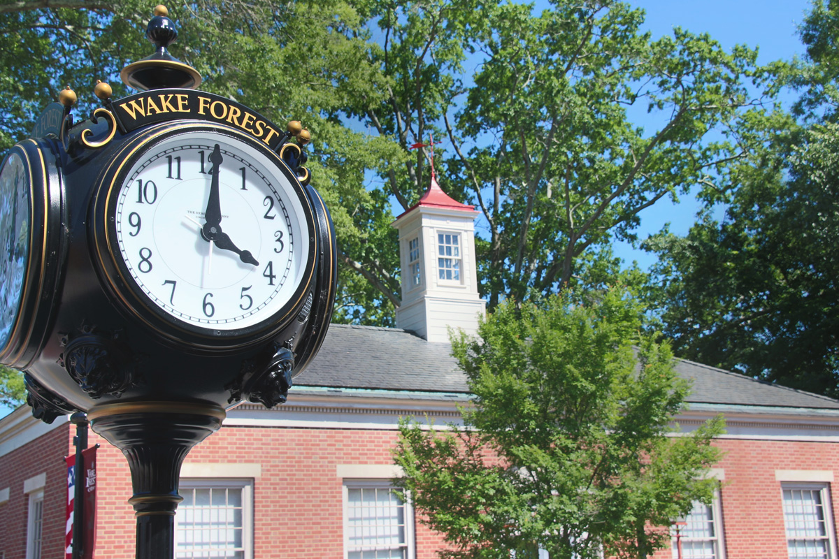 Historic Downtown Wake Forest NC, Clock in city center