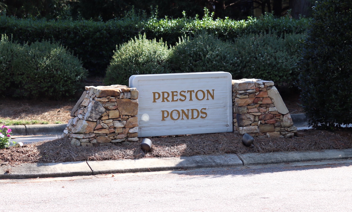 Neighborhood Sign For Preston Ponds in Cary NC